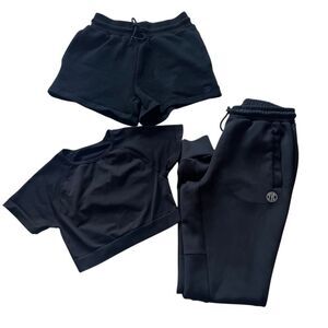 TYC Til You Collapse Luxe Set Cropped Shirt Joggers Shorts Black Size Small